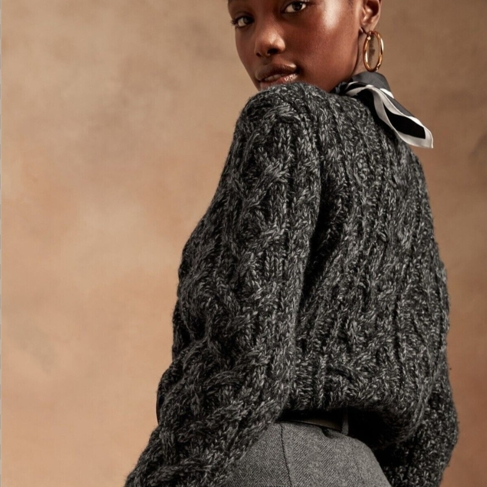 Banana Republic Dark Gray Cable-Knit Sweater